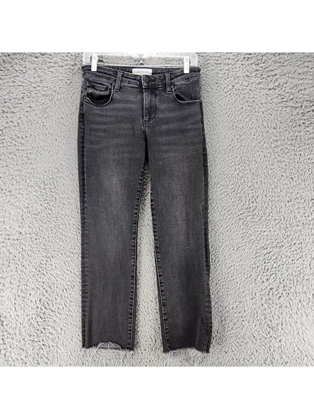 Evereve Jeans Womens 26 Black Stretch Mid Rise Straight *Read*